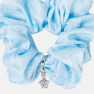 Versace Light Blue Scrunchie with Silver Medusa Charm